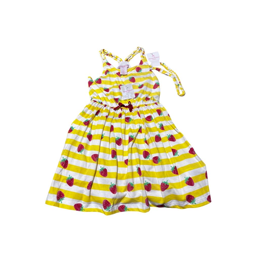 Tommy Bahama 7 yellow white stripe strawberry dress elastic headband combo nwt